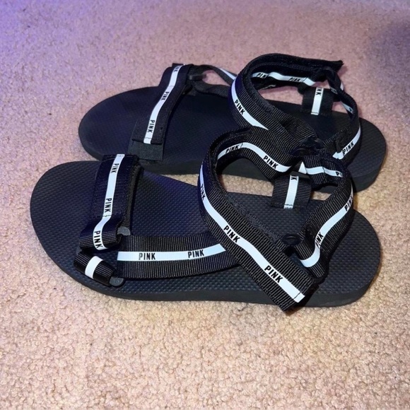 Victoria's Secret Black & White Sandals with Adjustable Straps - Picture 2 of 4